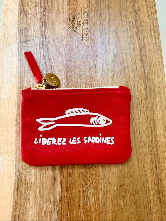 Clare V Accessories - SOLD OUT Clare V Red 'Liberez Les Sardines' coin clutch NWT